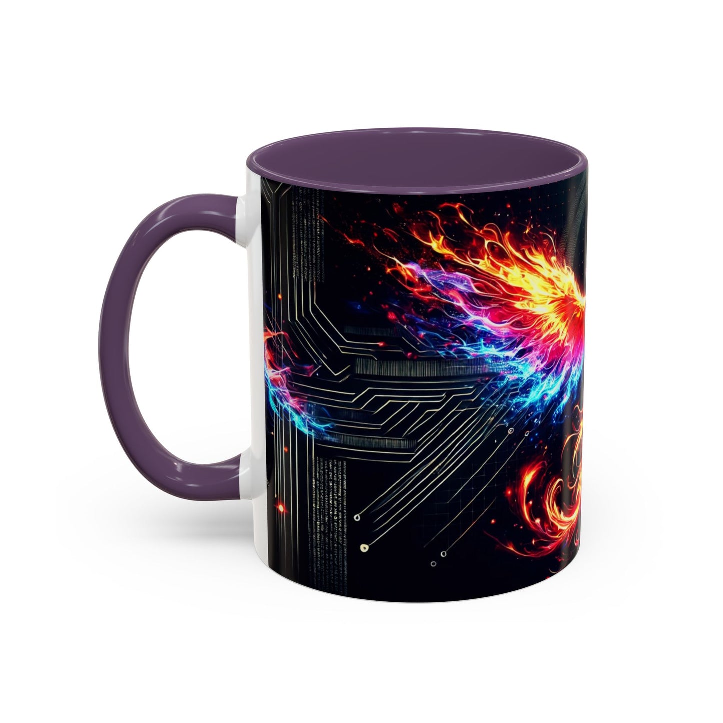 Phoenix AI Accent Coffee Mug - Colorful Artistic Design for Tech Lovers