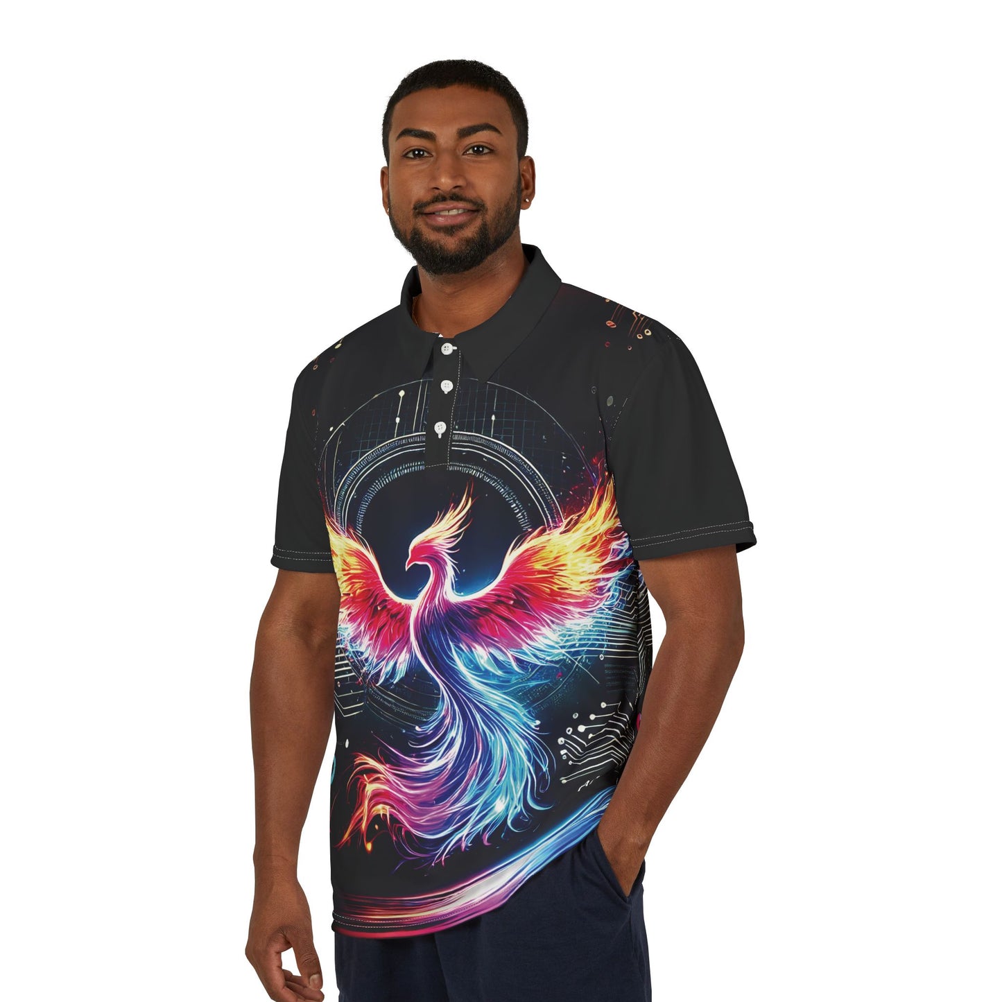 Phoenix Design Unisex Polo Shirt - Vibrant & Bold Graphic Tee for Casual Outings