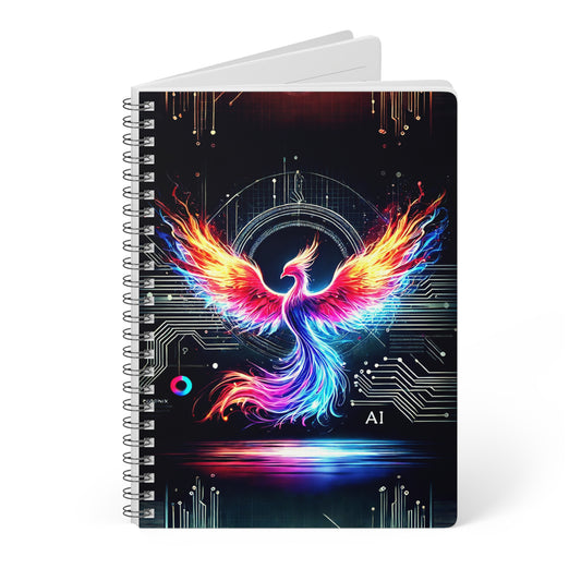Vibrant Phoenix Wirobound Softcover Notebook - A5, Colorful Art Design for Creatives