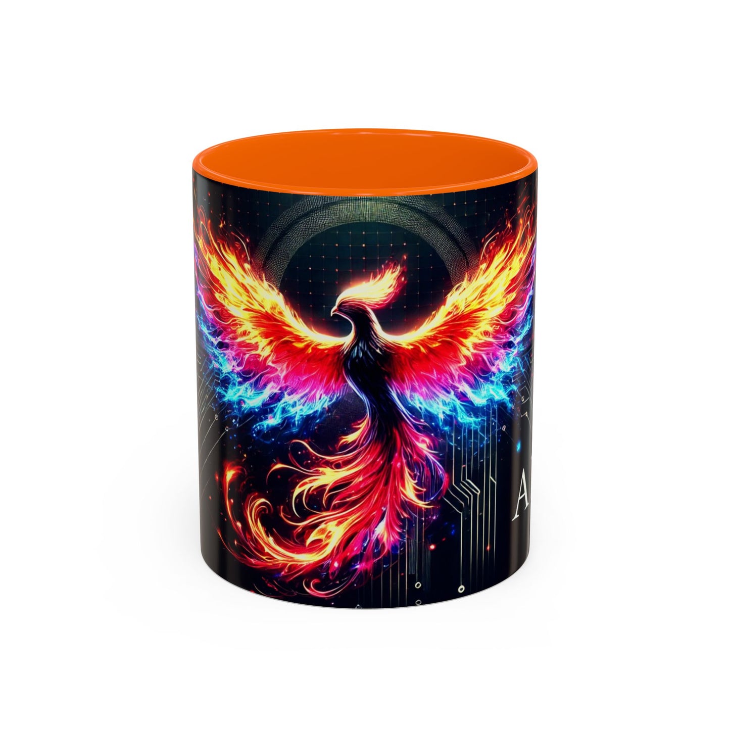 Phoenix AI Accent Coffee Mug - Colorful Artistic Design for Tech Lovers
