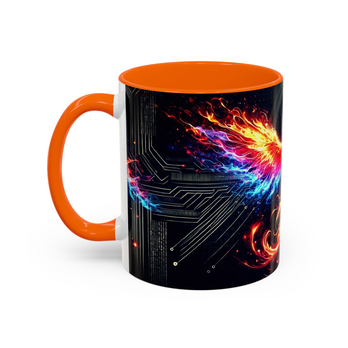 Phoenix AI Accent Coffee Mug - Colorful Artistic Design for Tech Lovers