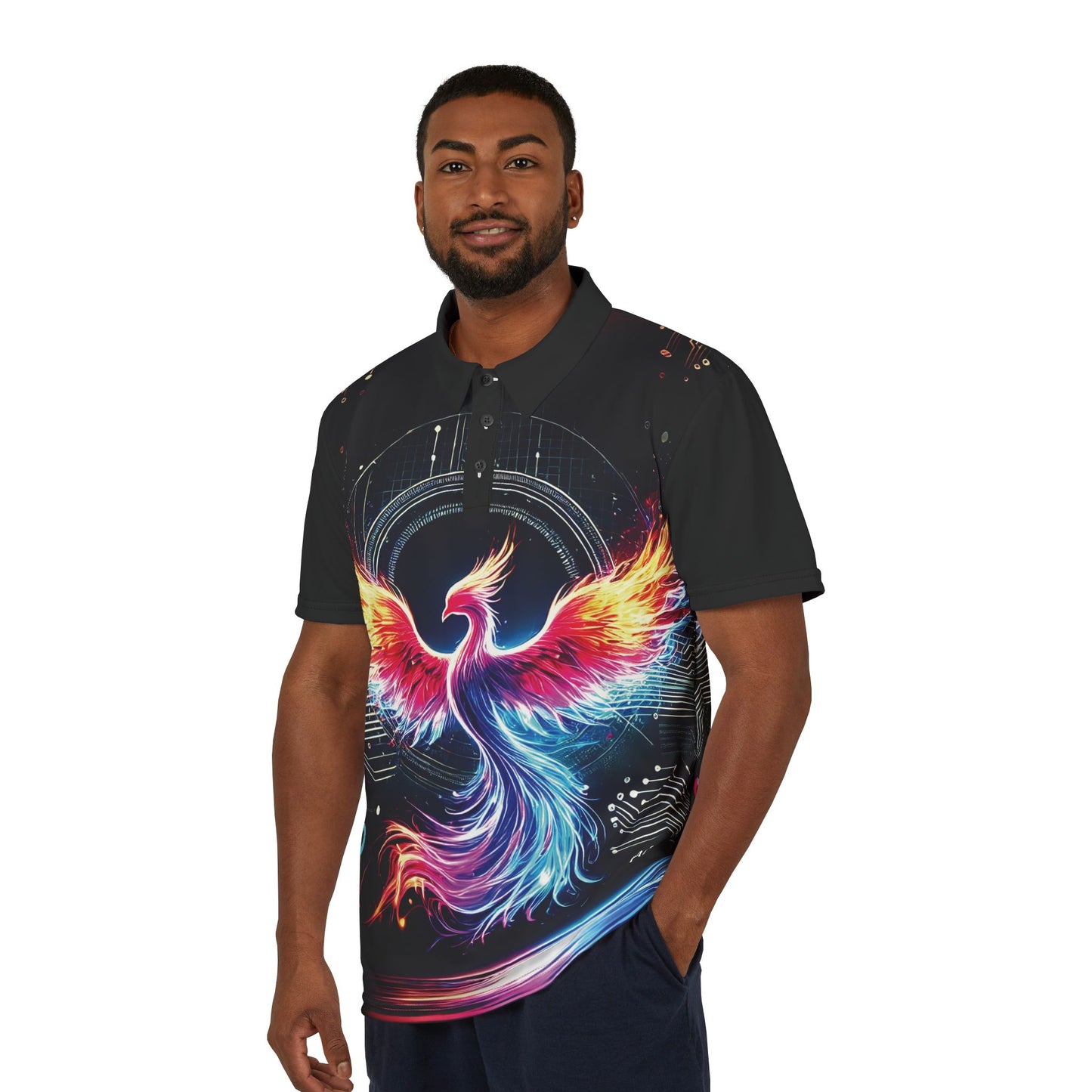 Phoenix Design Unisex Polo Shirt - Vibrant & Bold Graphic Tee for Casual Outings