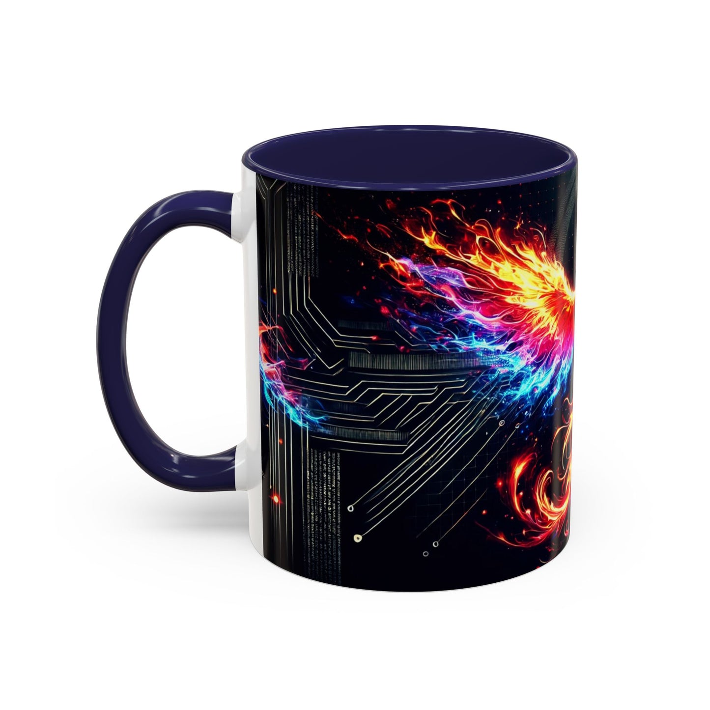 Phoenix AI Accent Coffee Mug - Colorful Artistic Design for Tech Lovers