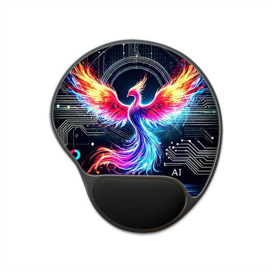 Vibrant Phoenix Mouse Pad with Wrist Rest - Colorful Gaming Desk Accessory