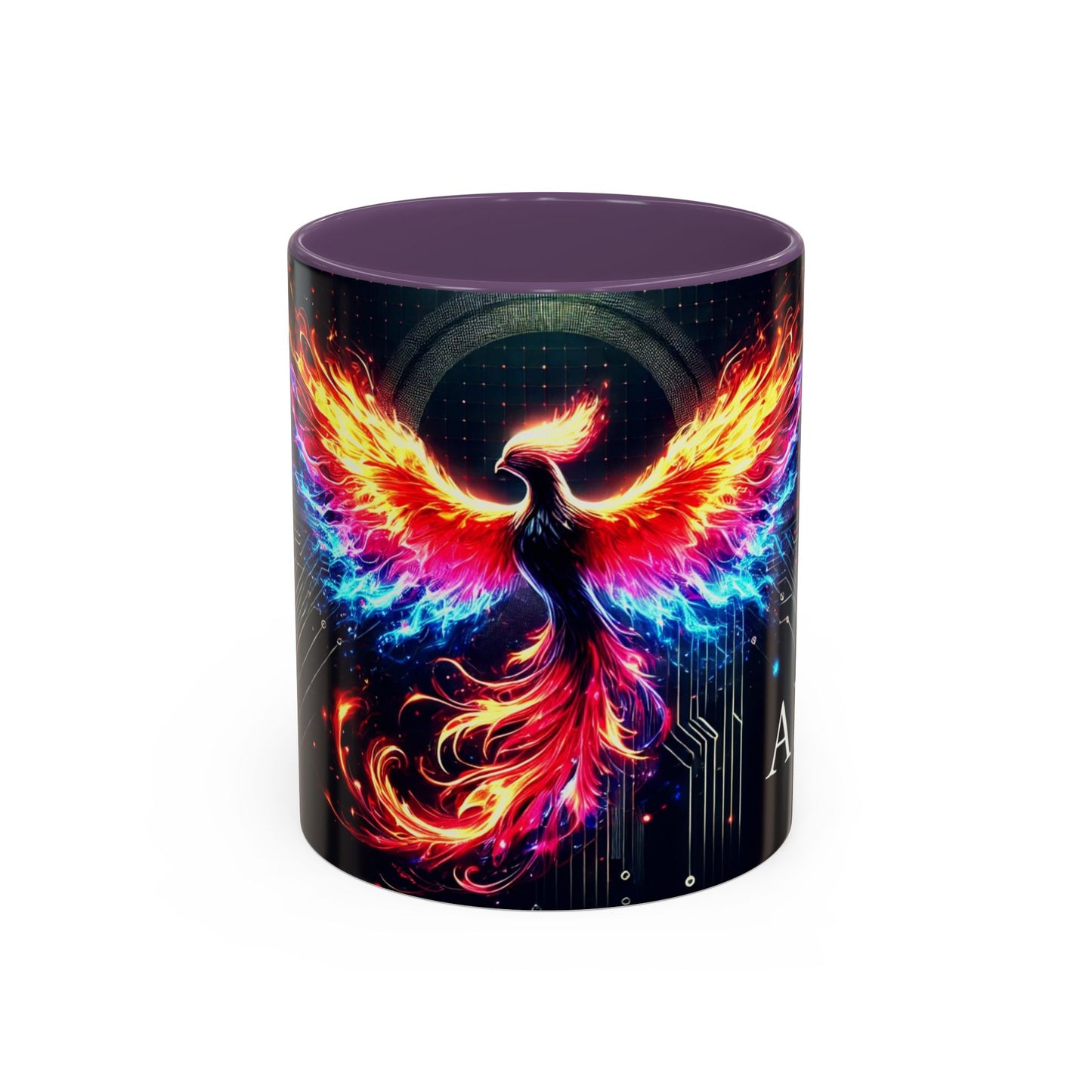 Phoenix AI Accent Coffee Mug - Colorful Artistic Design for Tech Lovers