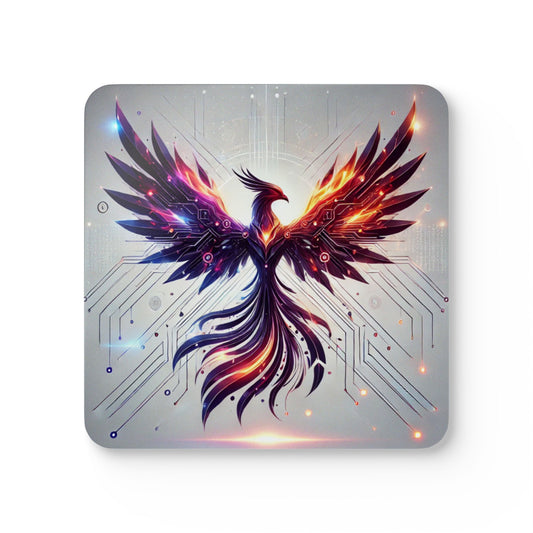 Phoenix Spirit Corkwood Coaster Set - Artistic Drink Coasters for Home Decor