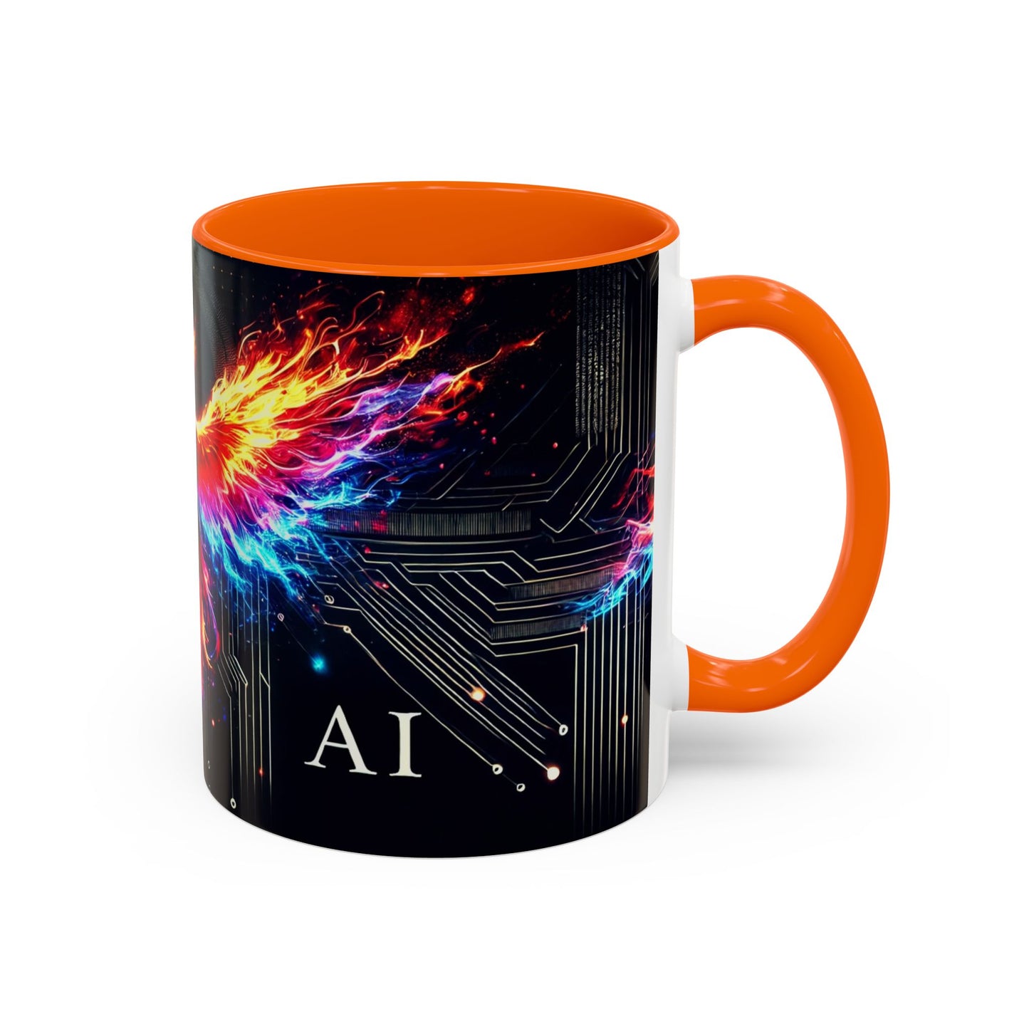 Phoenix AI Accent Coffee Mug - Colorful Artistic Design for Tech Lovers