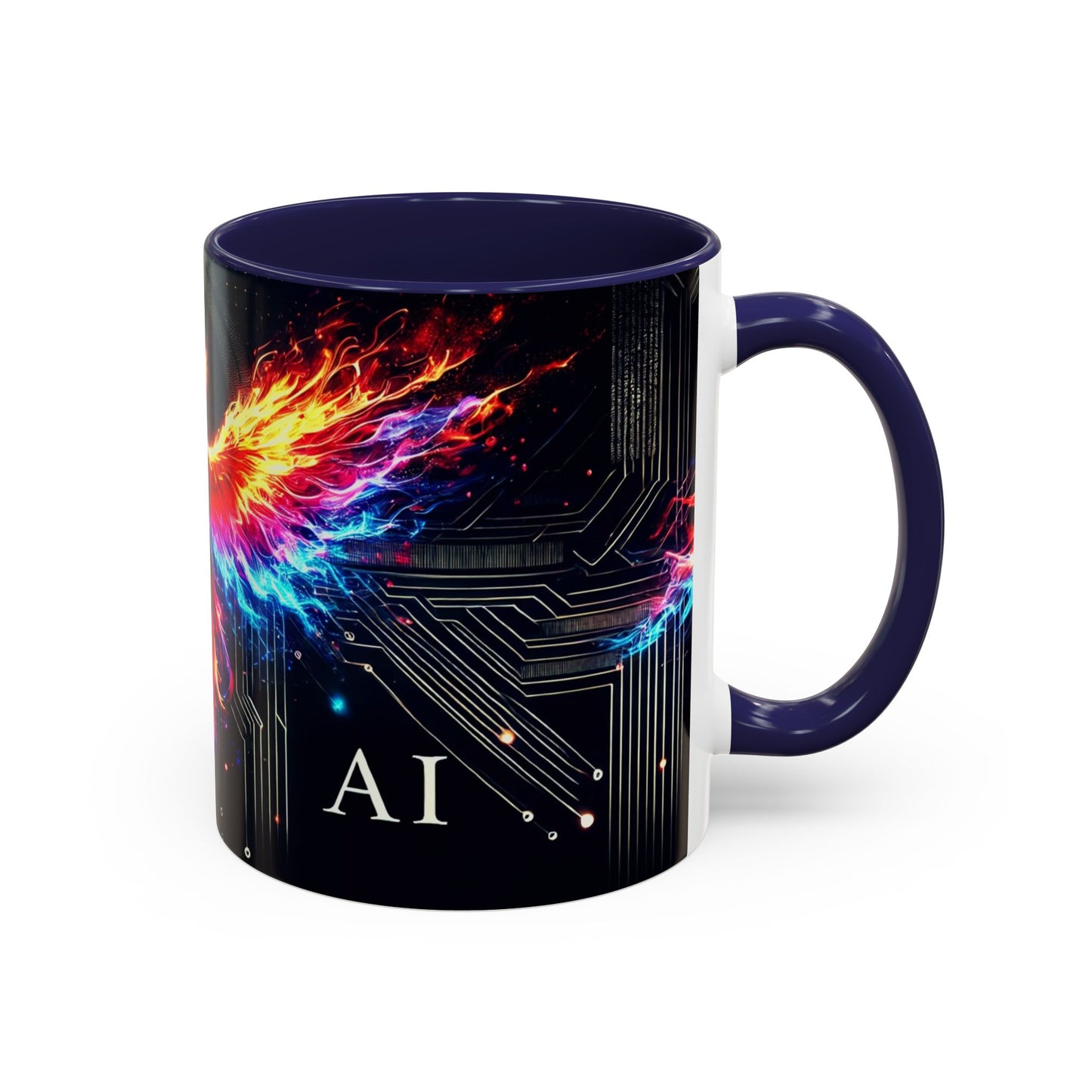 Phoenix AI Accent Coffee Mug - Colorful Artistic Design for Tech Lovers