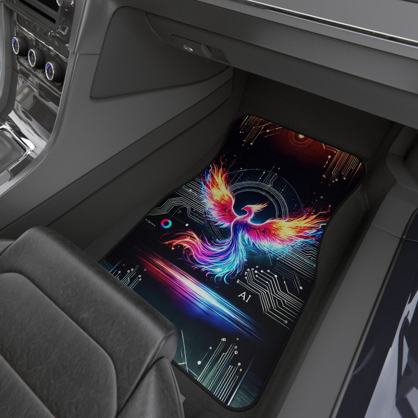 Vibrant Phoenix Car Mats Set of 4 - Unique AI Design for Modern Vehicles