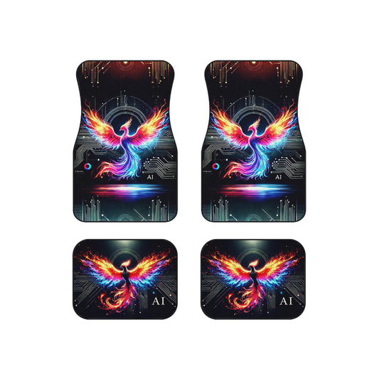Vibrant Phoenix Car Mats Set of 4 - Unique AI Design for Modern Vehicles