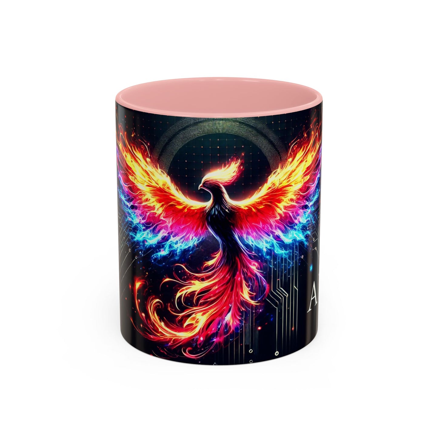 Phoenix AI Accent Coffee Mug - Colorful Artistic Design for Tech Lovers