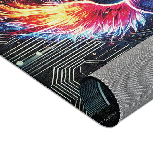 Vibrant Phoenix Area Rug - Colorful Abstract Design for Modern Home Decor