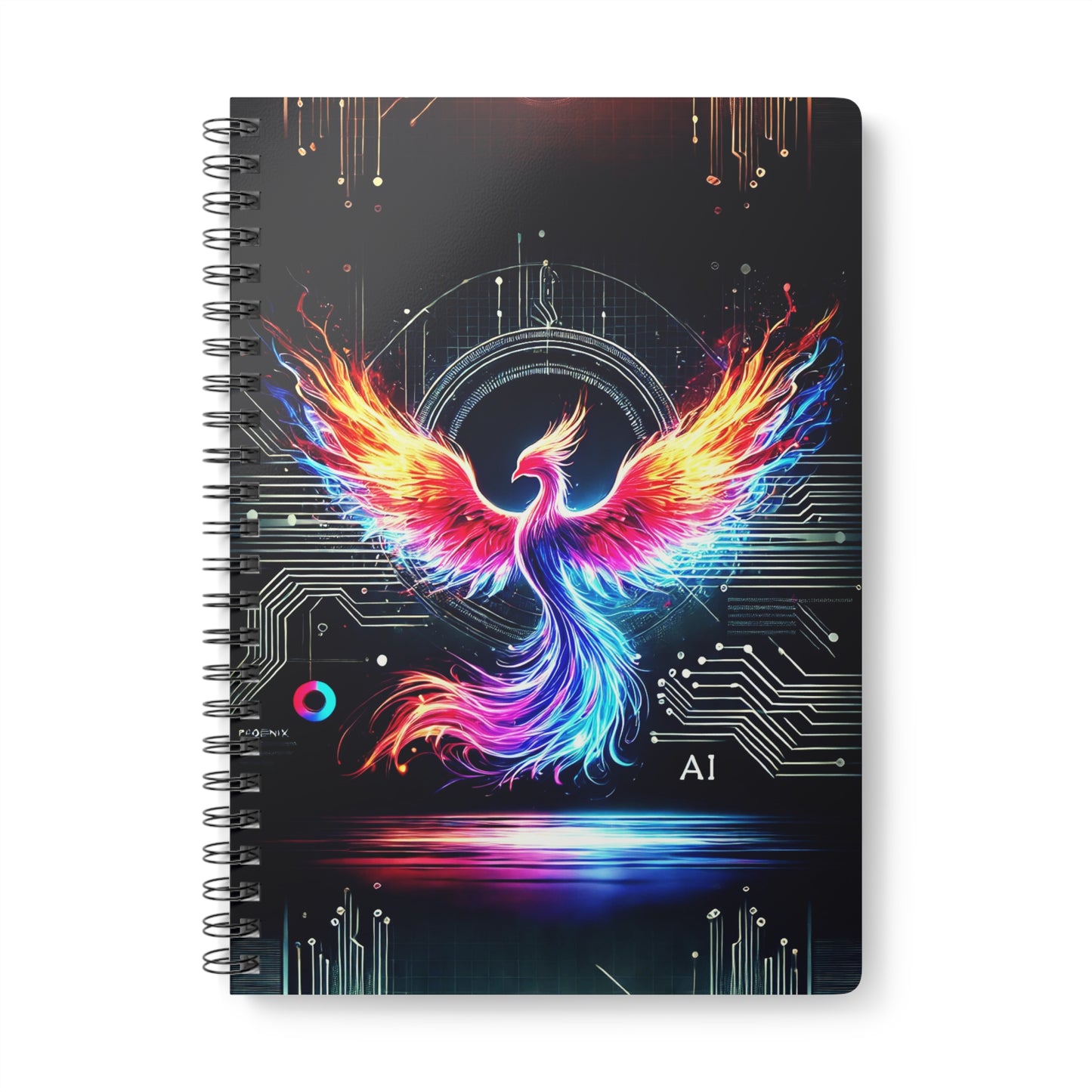 Vibrant Phoenix Wirobound Softcover Notebook - A5, Colorful Art Design for Creatives