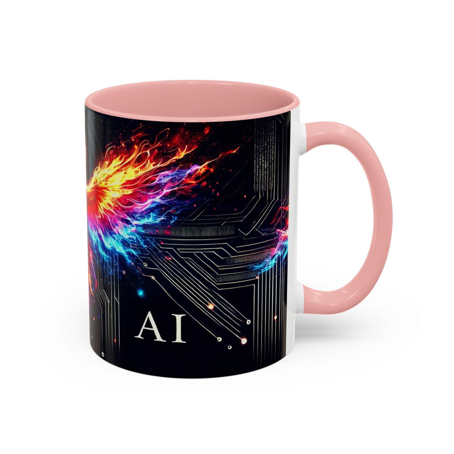 Phoenix AI Accent Coffee Mug - Colorful Artistic Design for Tech Lovers