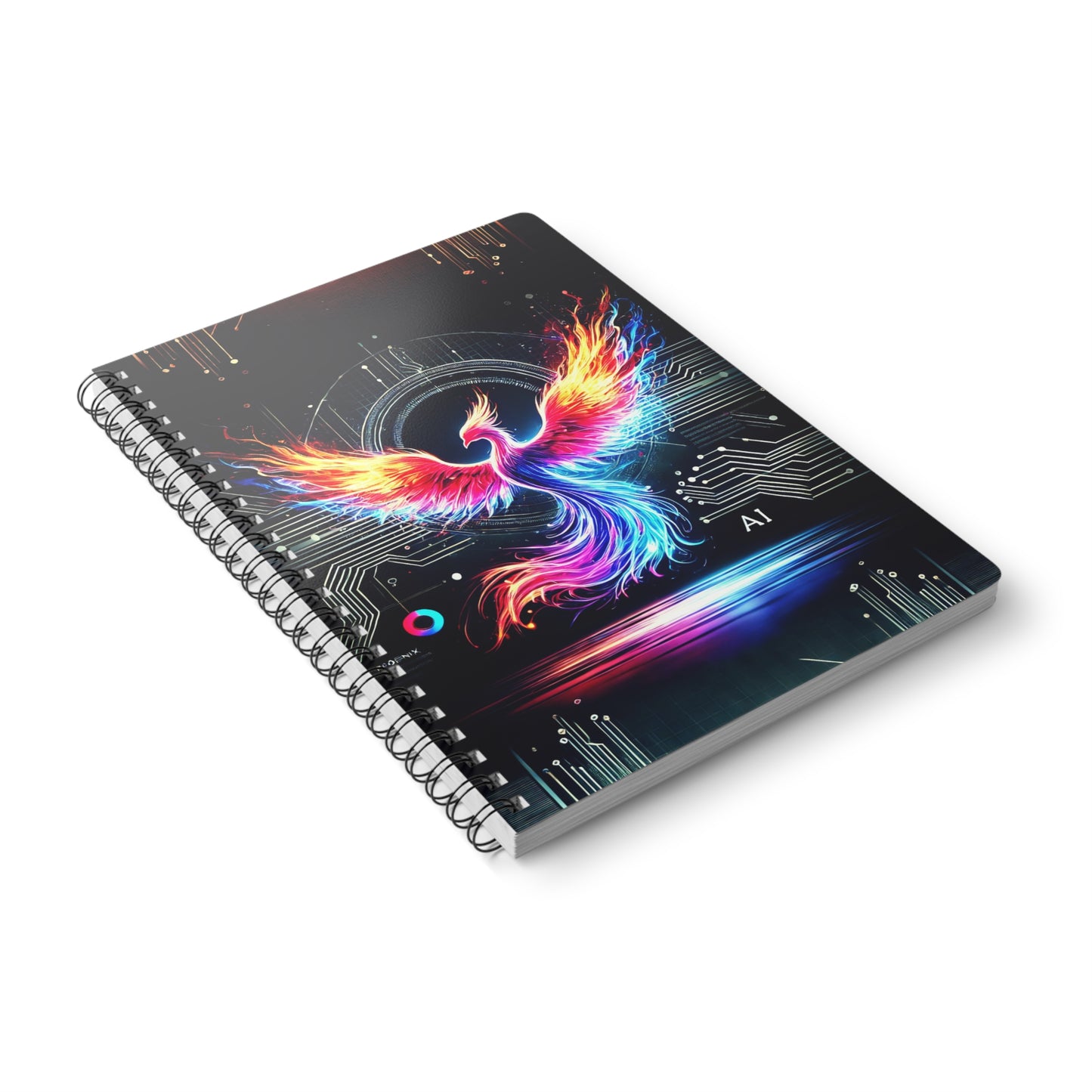 Vibrant Phoenix Wirobound Softcover Notebook - A5, Colorful Art Design for Creatives