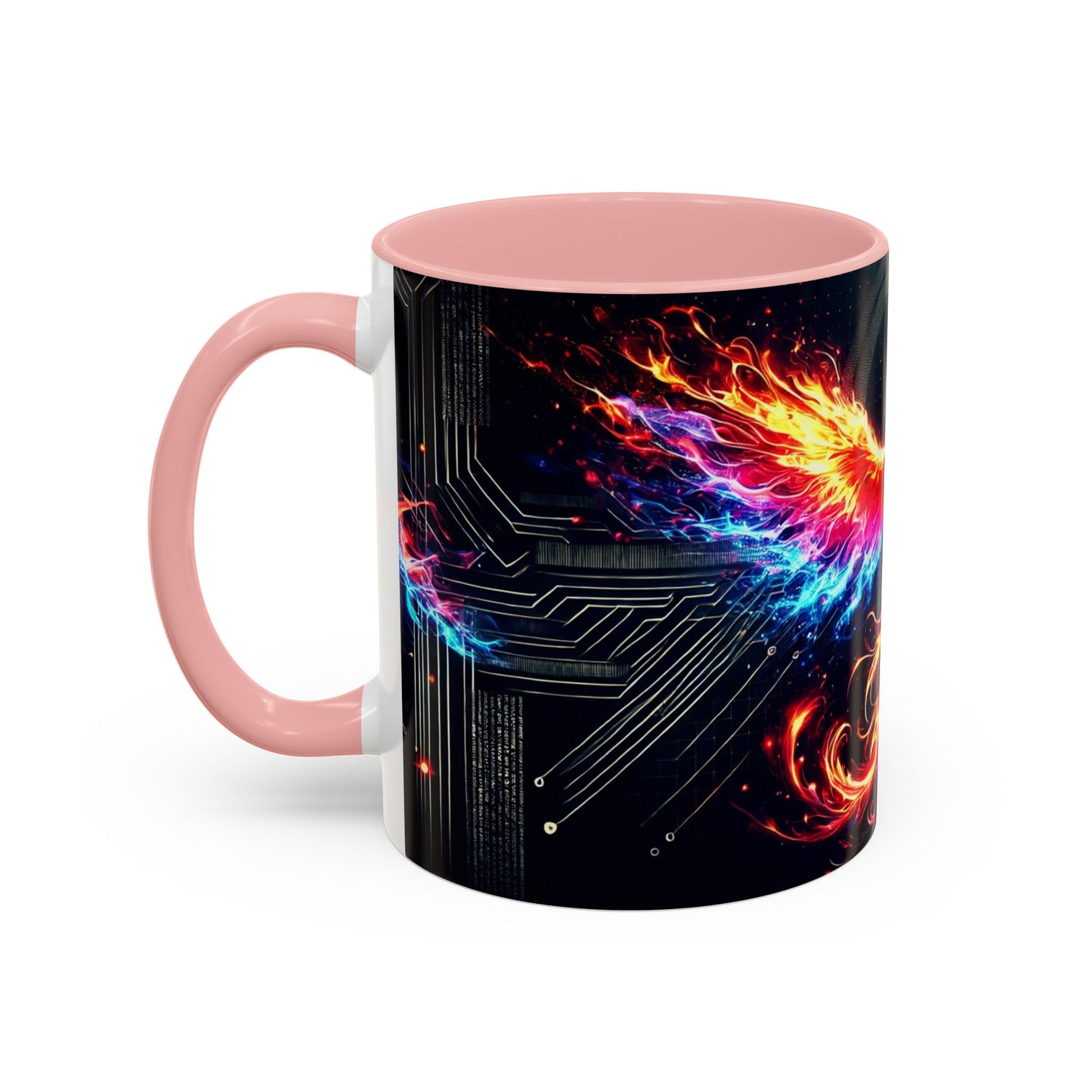 Phoenix AI Accent Coffee Mug - Colorful Artistic Design for Tech Lovers