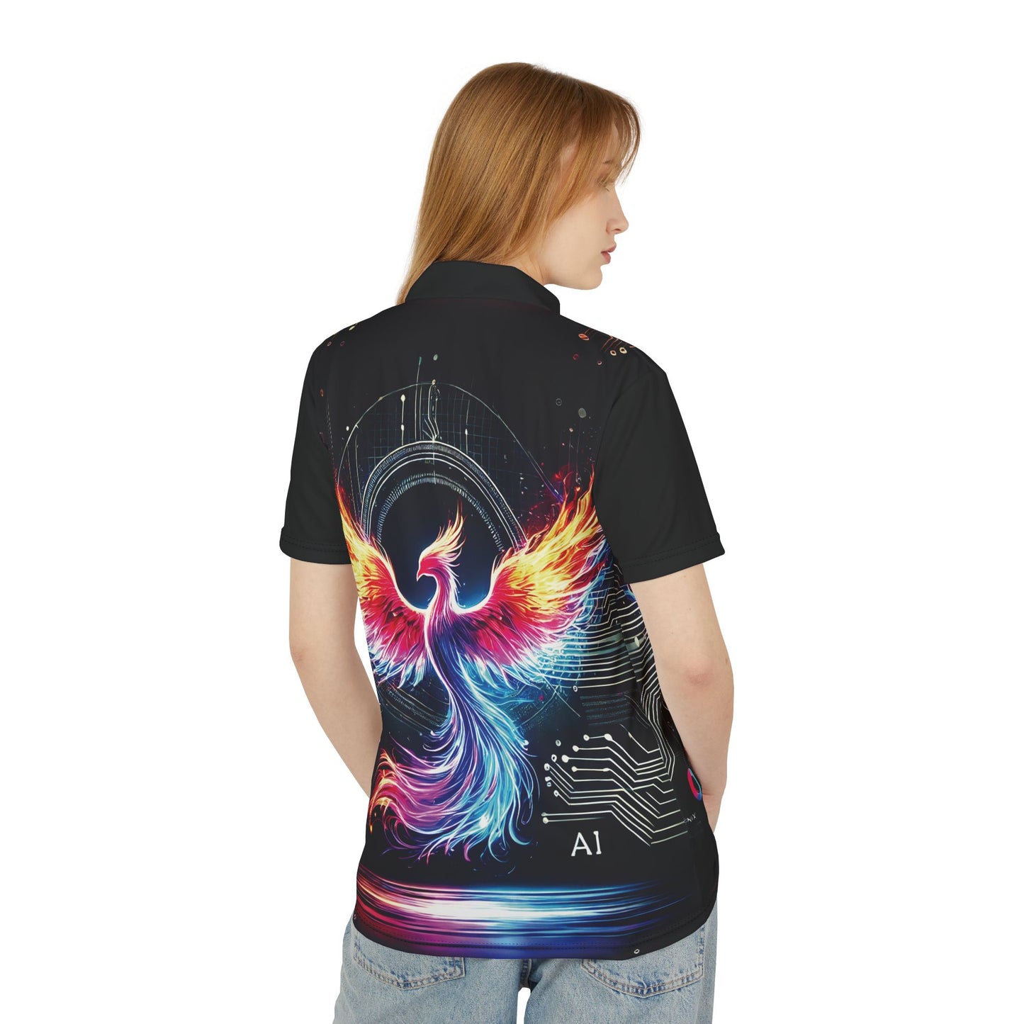 Phoenix Design Unisex Polo Shirt - Vibrant & Bold Graphic Tee for Casual Outings