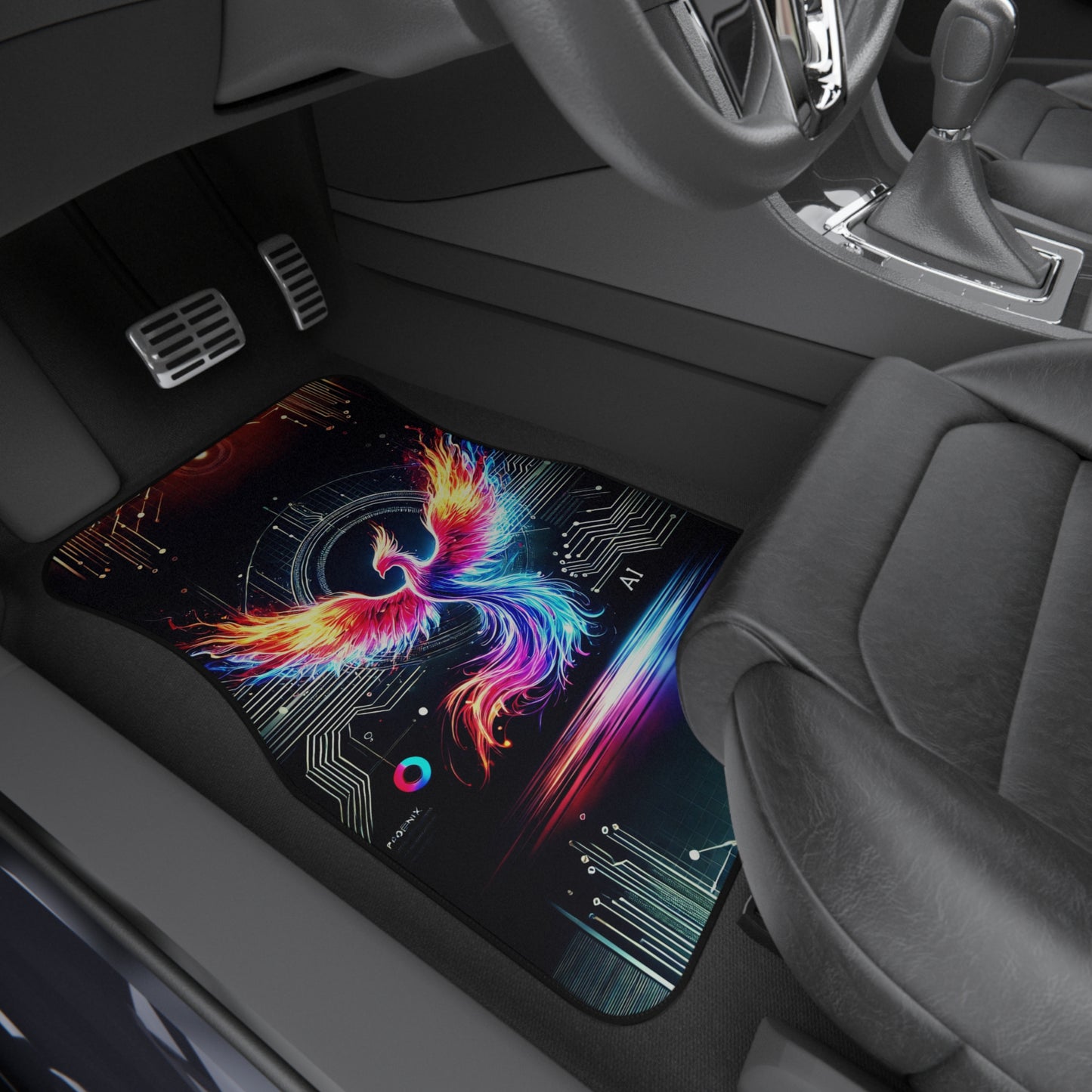 Vibrant Phoenix Car Mats Set of 4 - Unique AI Design for Modern Vehicles