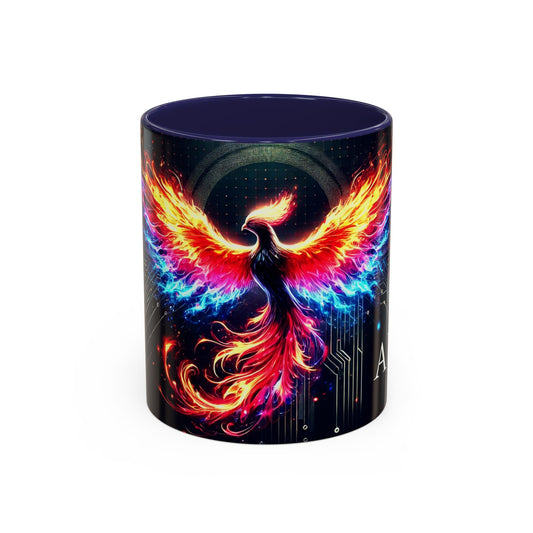 Phoenix AI Accent Coffee Mug - Colorful Artistic Design for Tech Lovers