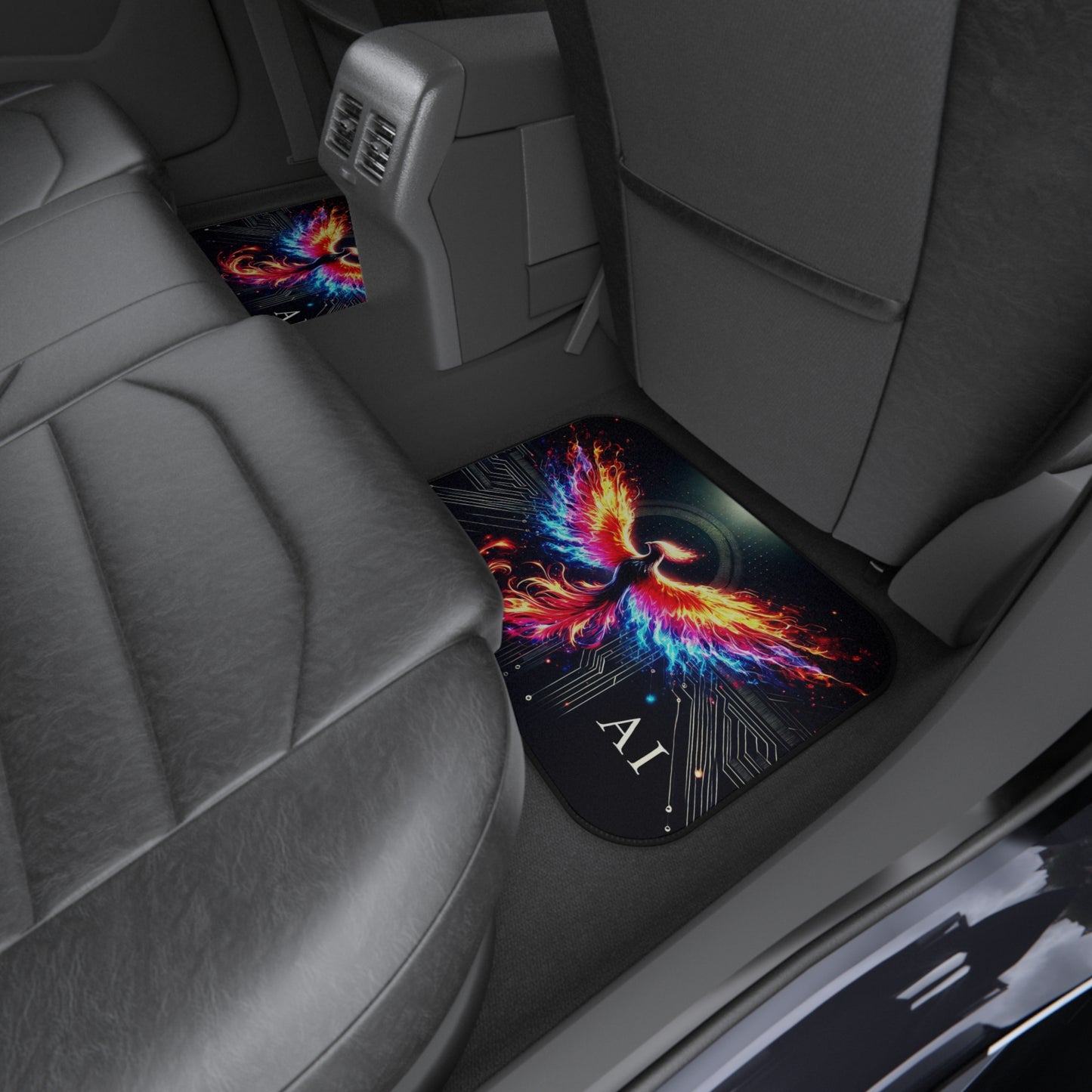 Vibrant Phoenix Car Mats Set of 4 - Unique AI Design for Modern Vehicles
